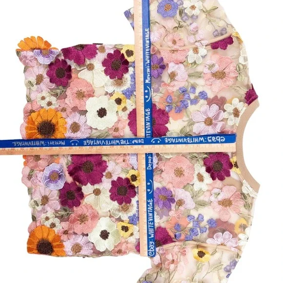 Anthropologie Dolan Blouse Womens Medium Multicolor Floral Embroidered Boho Top - Picture 3 of 6
